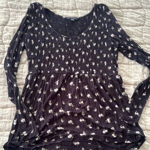 American Eagle Floral Black Women's Top